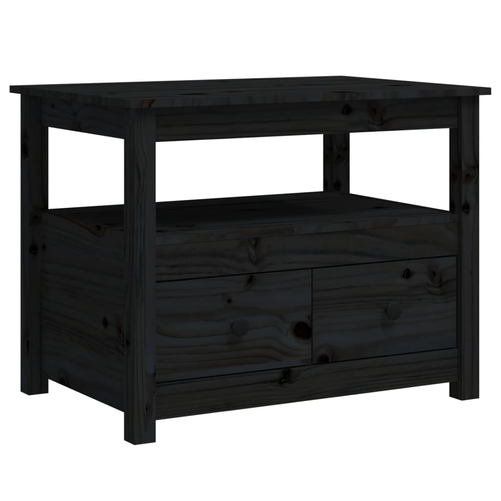 VidaXL Salontafel 71x49x55 cm massief grenenhout zwart