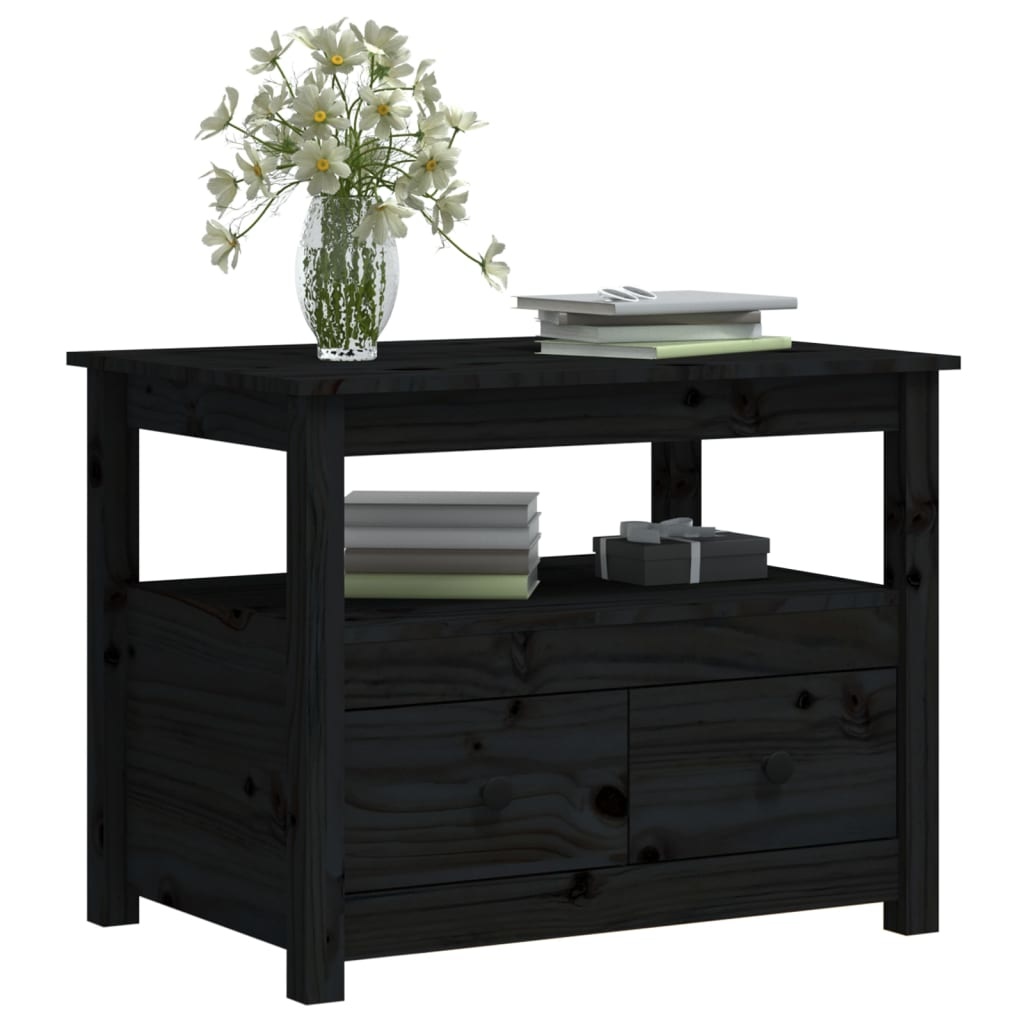 VidaXL Salontafel 71x49x55 cm massief grenenhout zwart