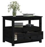 VidaXL Salontafel 71x49x55 cm massief grenenhout zwart
