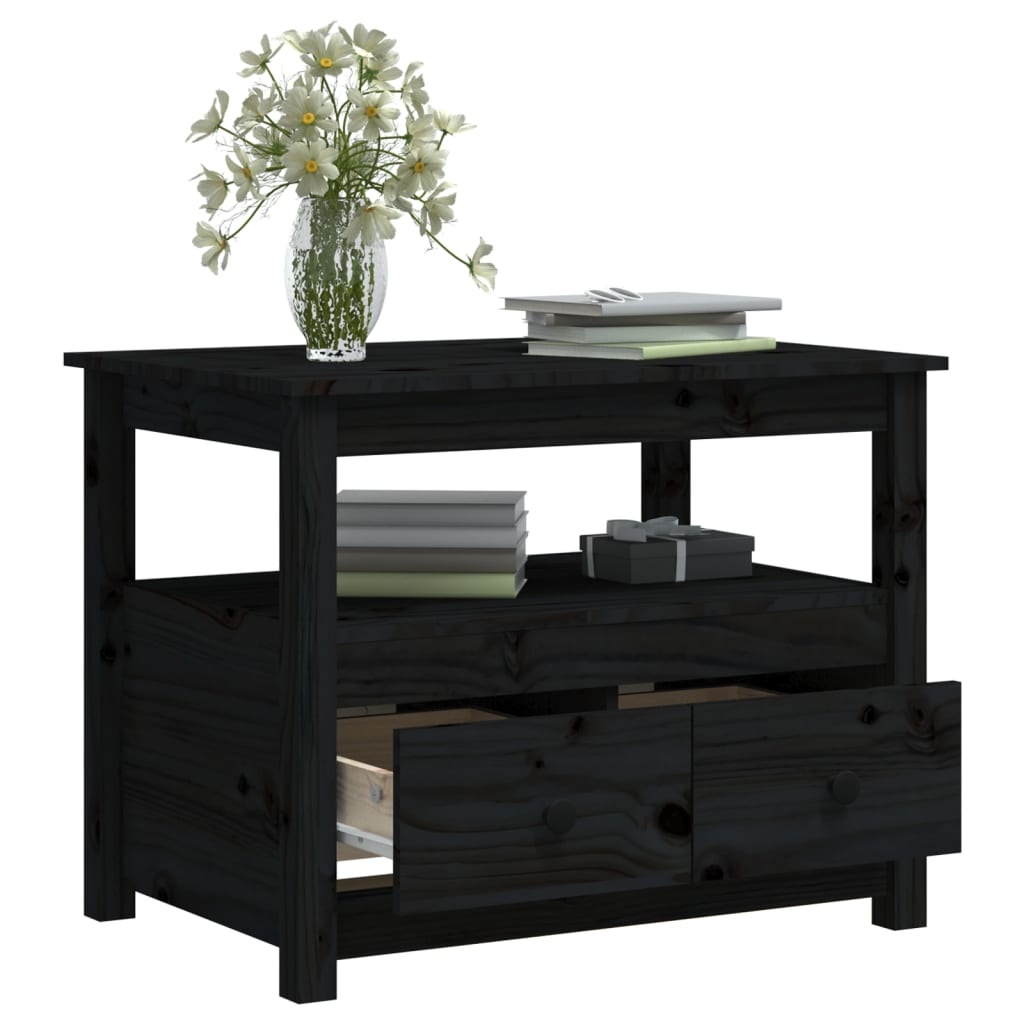 VidaXL Salontafel 71x49x55 cm massief grenenhout zwart