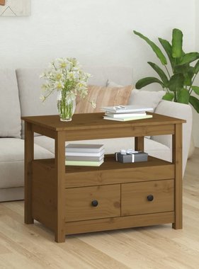 VidaXL Salontafel 71x49x55 cm massief grenenhout honingbruin