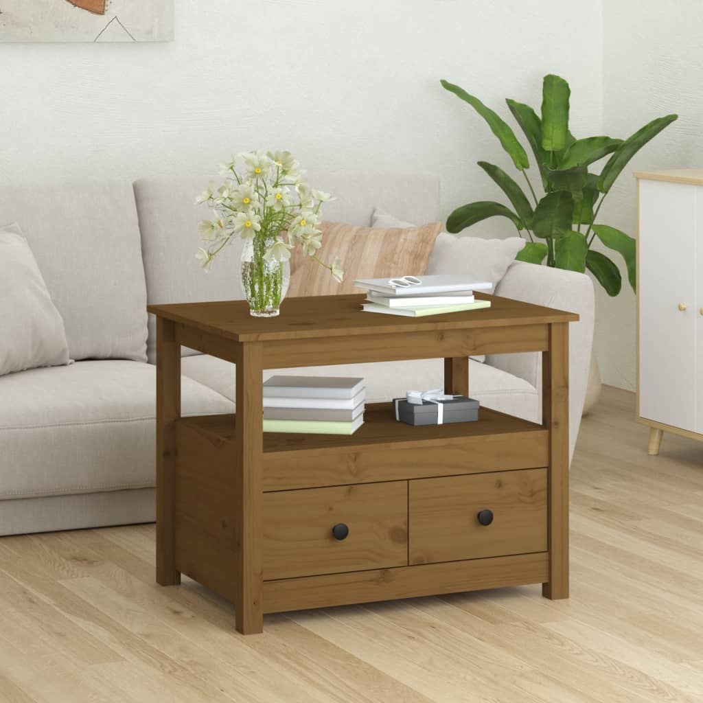 VidaXL Salontafel 71x49x55 cm massief grenenhout honingbruin