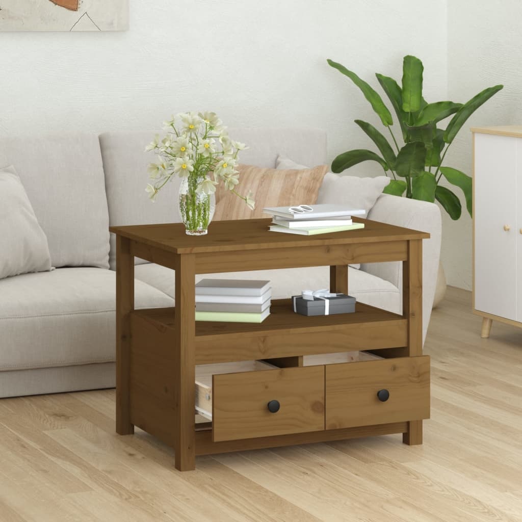 VidaXL Salontafel 71x49x55 cm massief grenenhout honingbruin