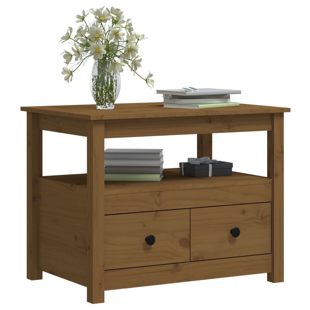 VidaXL Salontafel 71x49x55 cm massief grenenhout honingbruin