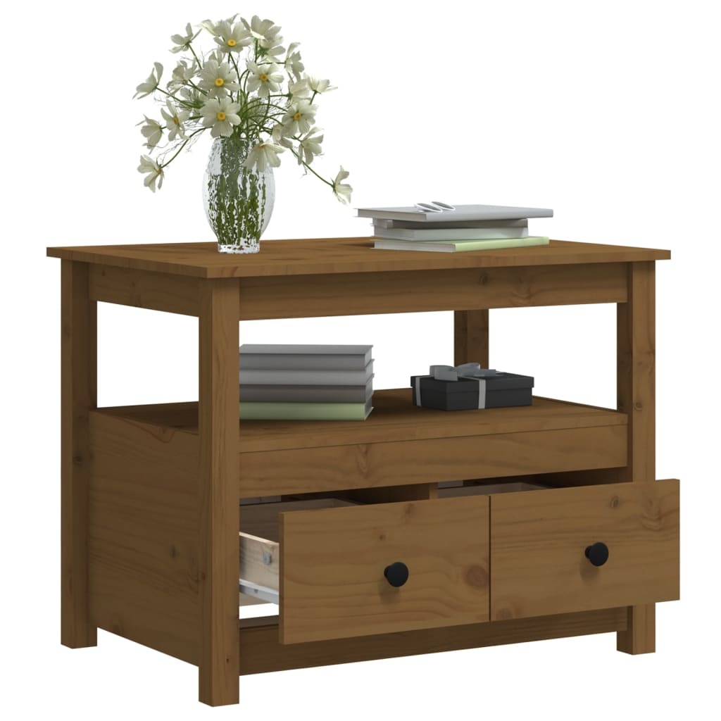 VidaXL Salontafel 71x49x55 cm massief grenenhout honingbruin