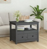VidaXL Salontafel 71x49x55 cm massief grenenhout grijs
