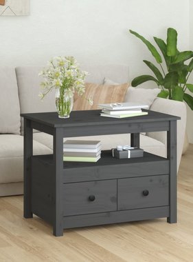 VidaXL Salontafel 71x49x55 cm massief grenenhout grijs