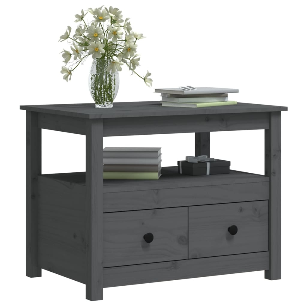 VidaXL Salontafel 71x49x55 cm massief grenenhout grijs