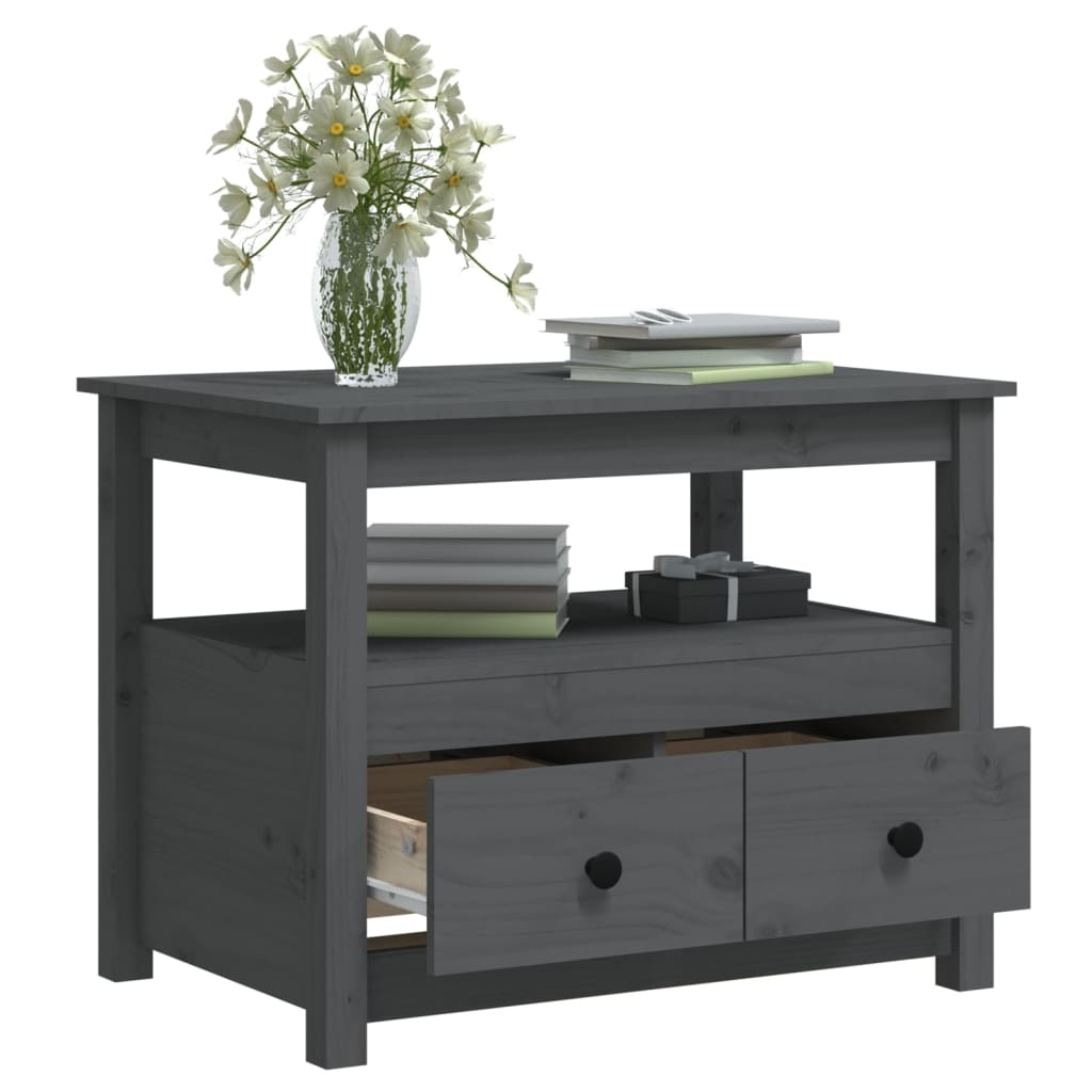 VidaXL Salontafel 71x49x55 cm massief grenenhout grijs