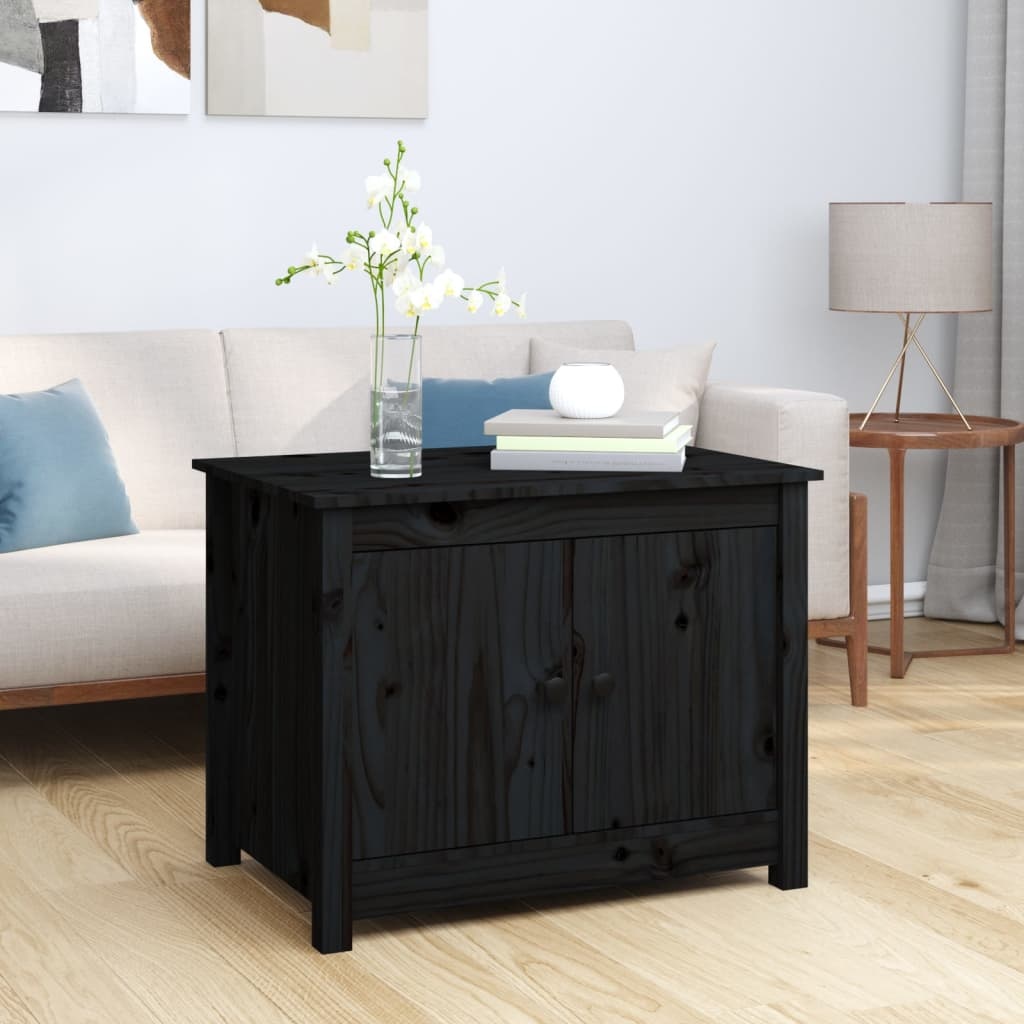 VidaXL Salontafel 71x49x55 cm massief grenenhout zwart