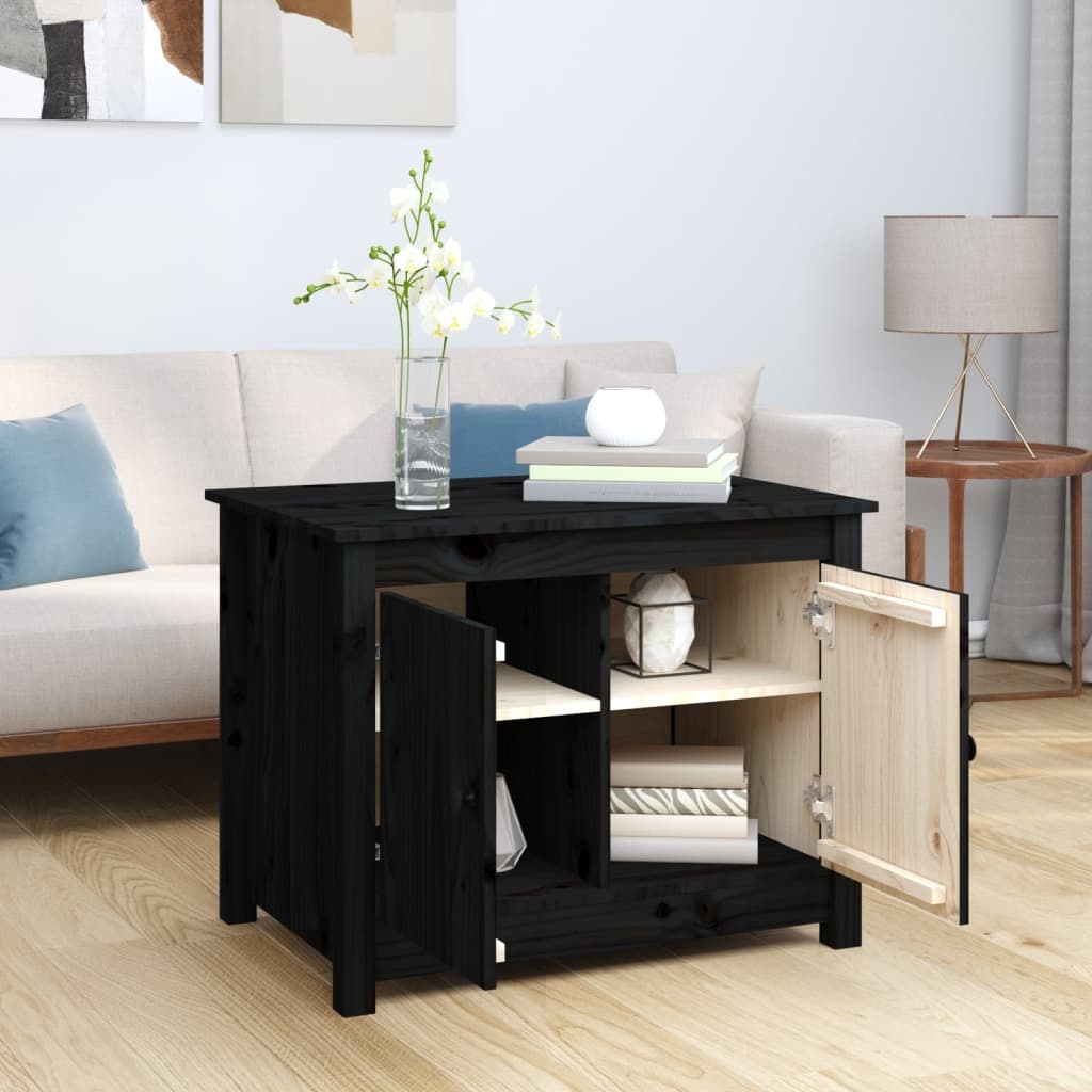 VidaXL Salontafel 71x49x55 cm massief grenenhout zwart
