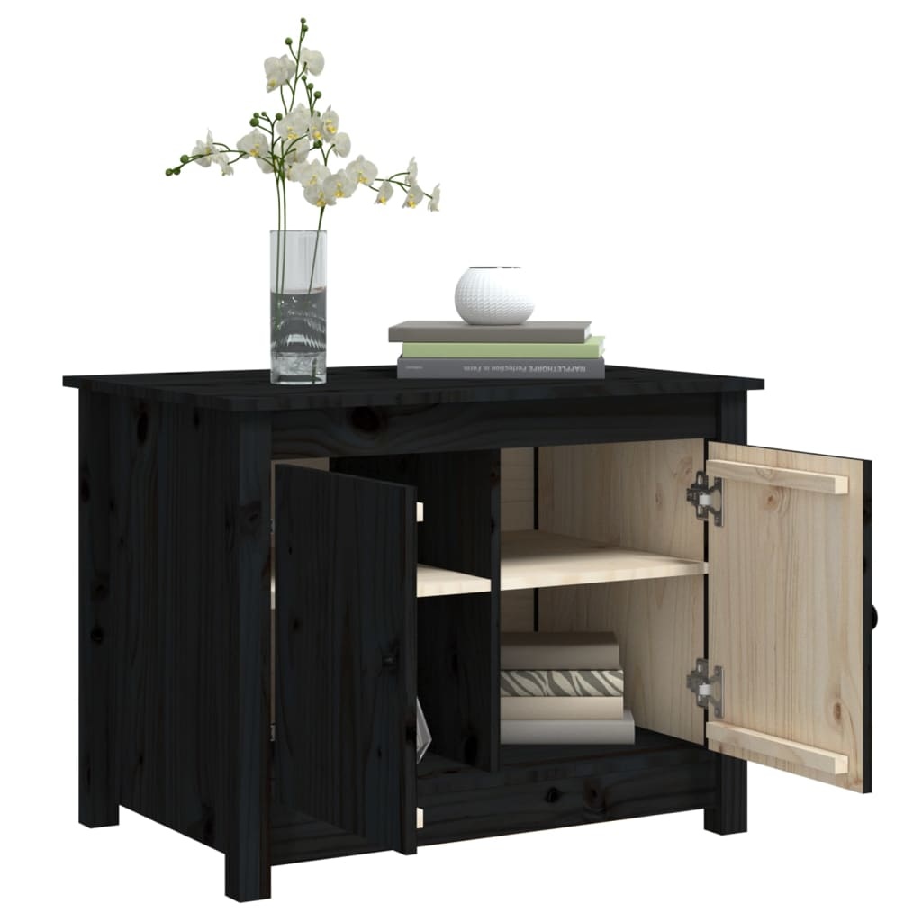 VidaXL Salontafel 71x49x55 cm massief grenenhout zwart