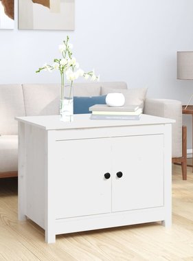 VidaXL Salontafel 71x49x55 cm massief grenenhout wit