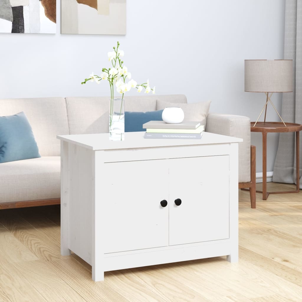 VidaXL Salontafel 71x49x55 cm massief grenenhout wit