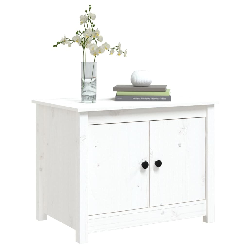 VidaXL Salontafel 71x49x55 cm massief grenenhout wit