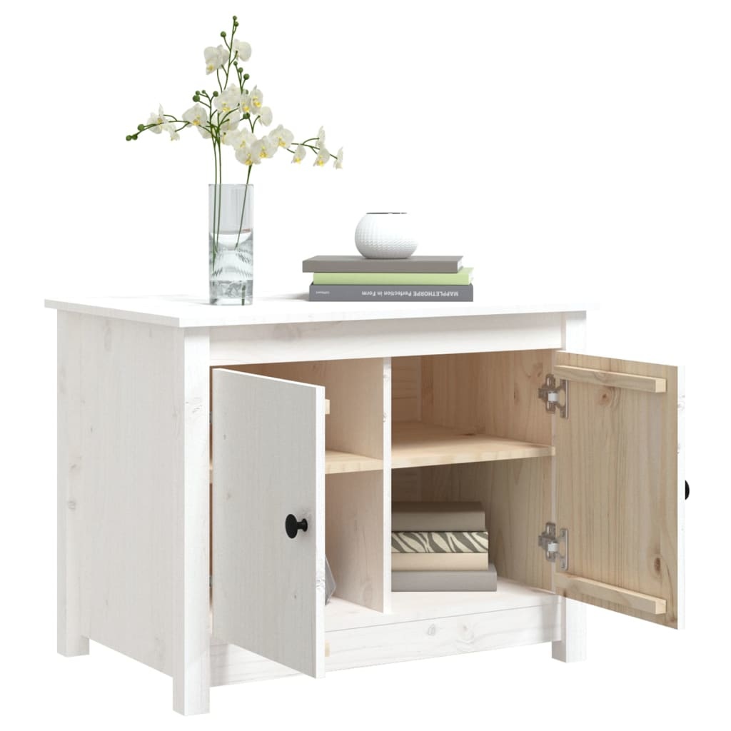 VidaXL Salontafel 71x49x55 cm massief grenenhout wit