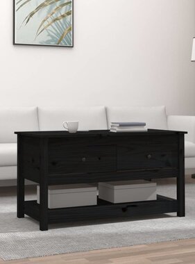 VidaXL Salontafel 102x49x55 cm massief grenenhout zwart
