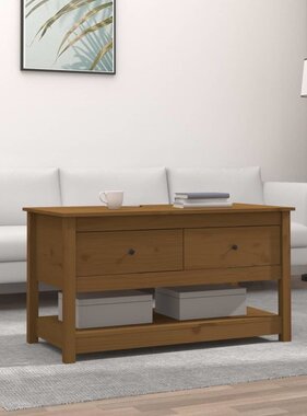 VidaXL Salontafel 102x49x55 cm massief grenenhout honingbruin