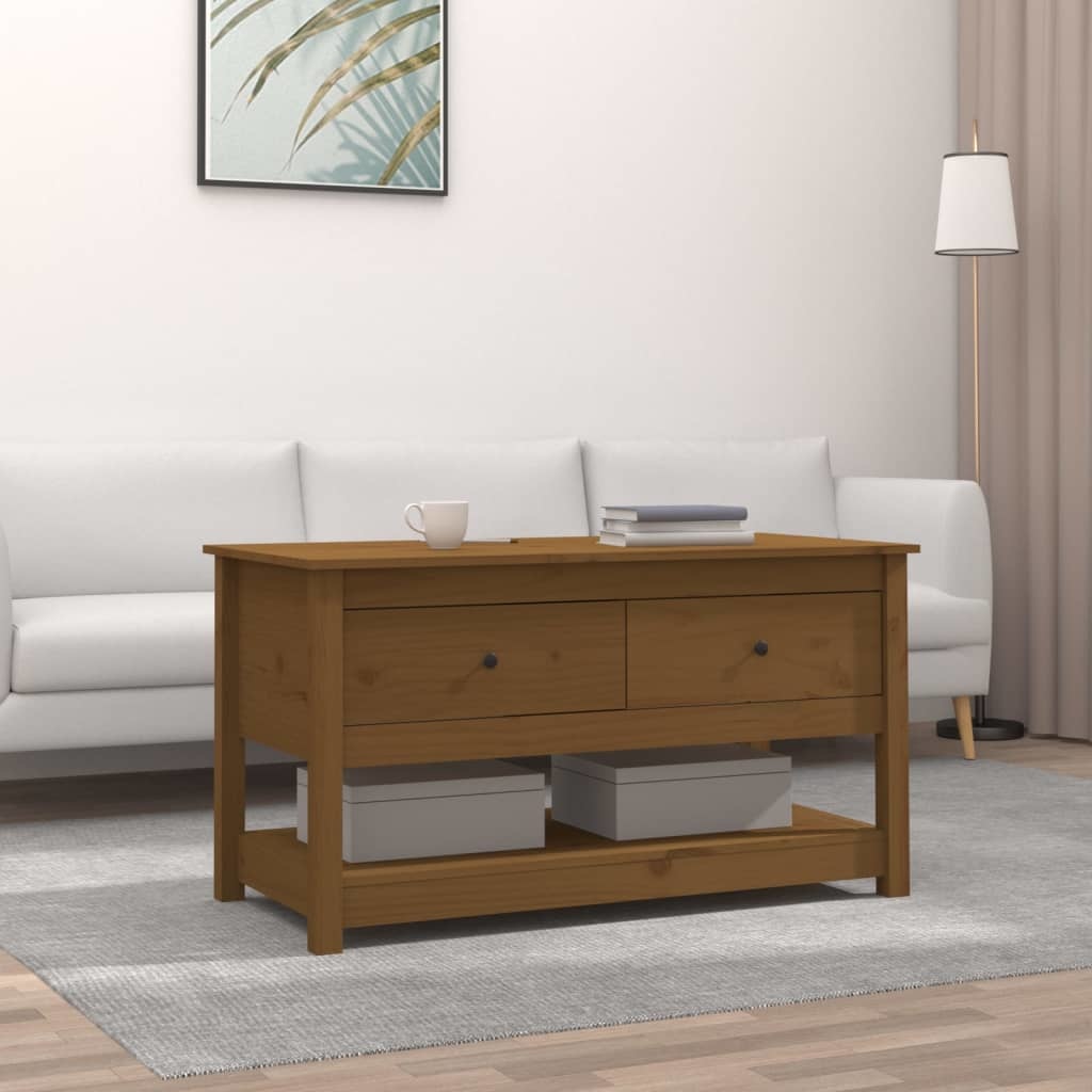 VidaXL Salontafel 102x49x55 cm massief grenenhout honingbruin