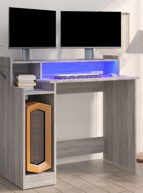 VidaXL Bureau met LED-verlichting 97x90x45 cm hout grijs sonoma eiken