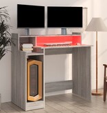 vidaXL Bureau met LED-verlichting 97x90x45 cm hout grijs sonoma eiken