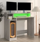 VidaXL Bureau met LED-verlichting 97x90x45 cm hout grijs sonoma eiken