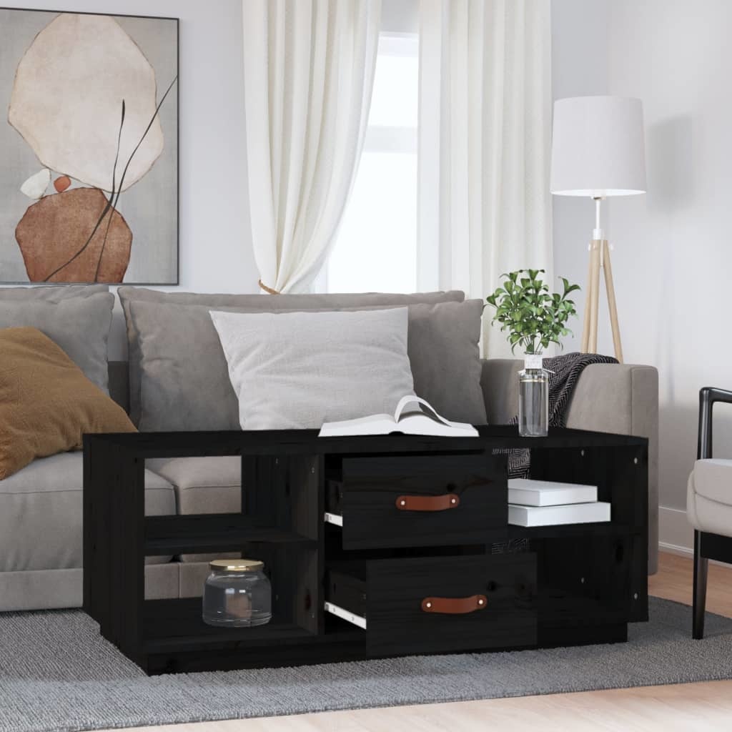 VidaXL Salontafel 100x50x41 cm massief grenenhout zwart