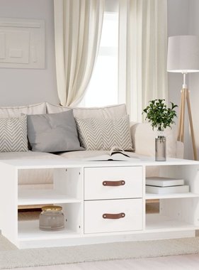 VidaXL Salontafel 100x50x41 cm massief grenenhout wit