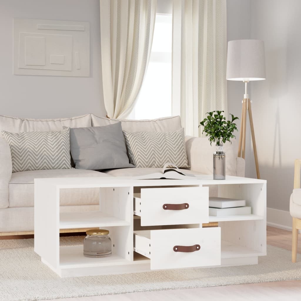 VidaXL Salontafel 100x50x41 cm massief grenenhout wit