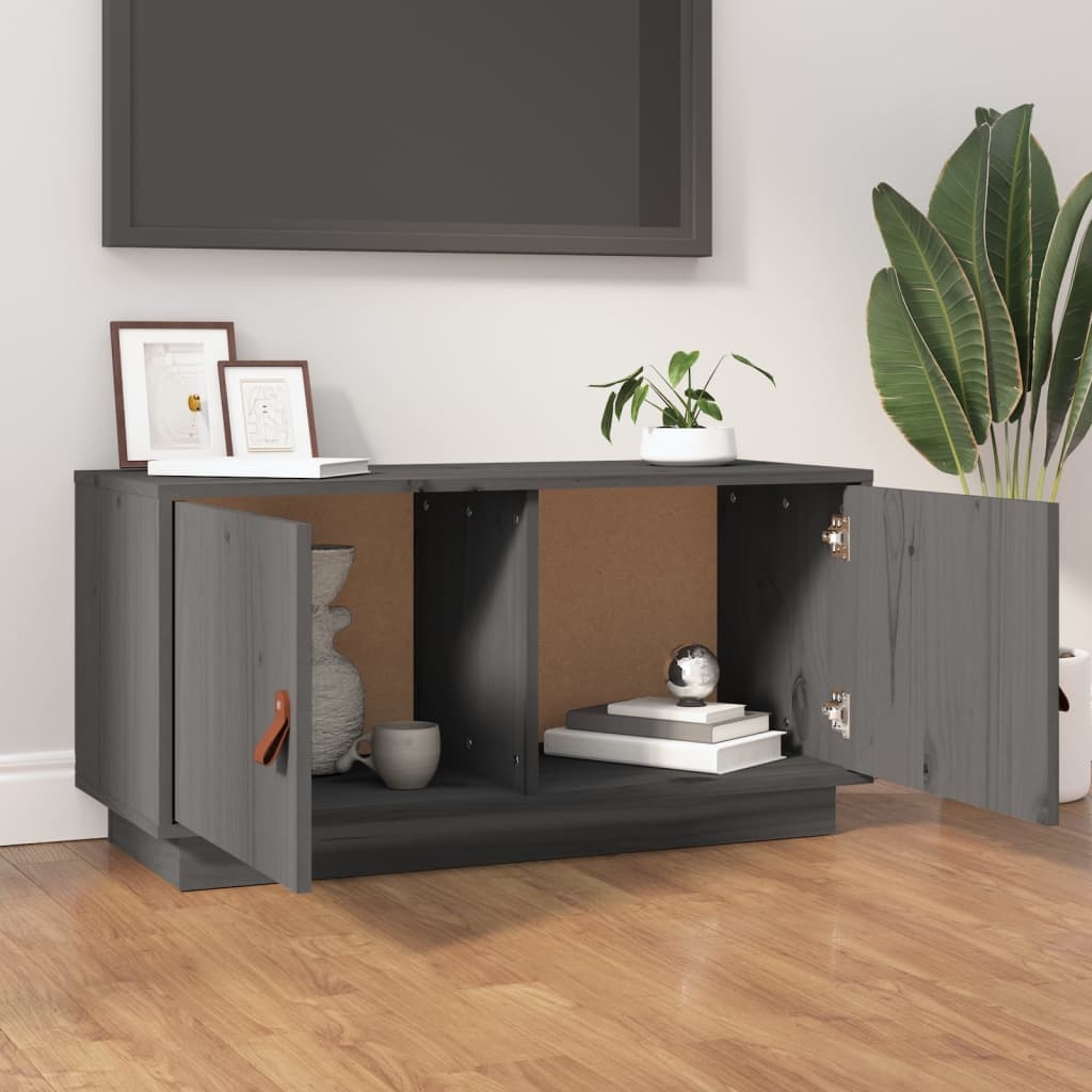 VidaXL Tv-meubel 80x34x40 cm massief grenenhout grijs