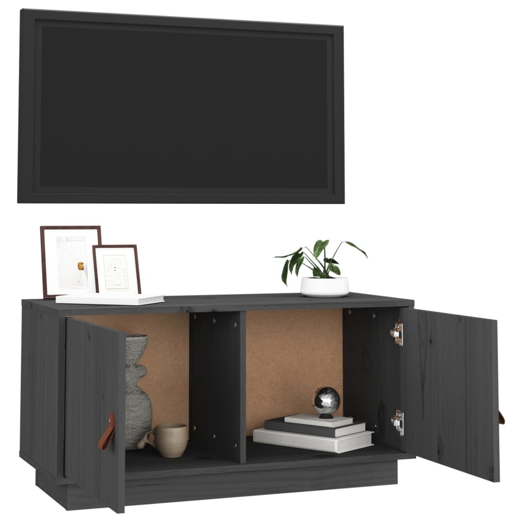 VidaXL Tv-meubel 80x34x40 cm massief grenenhout grijs