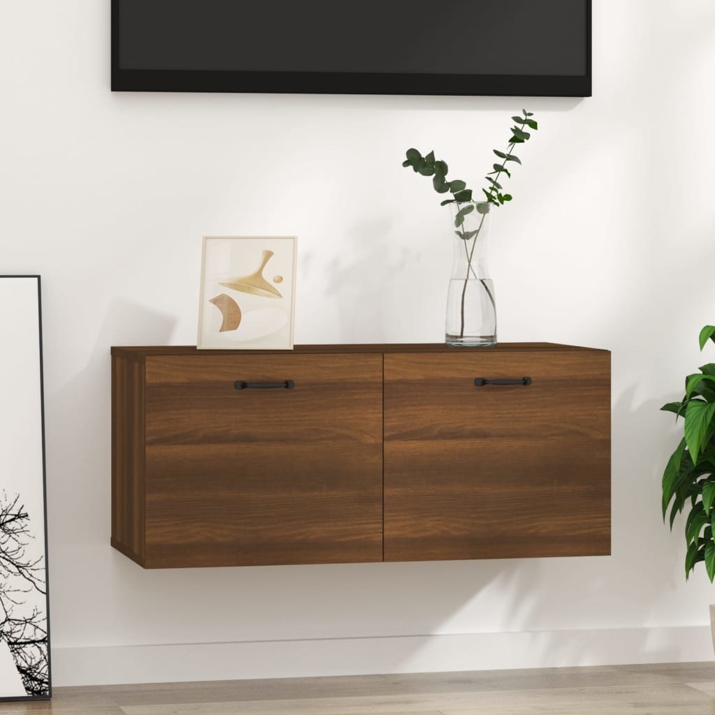 VidaXL Wandkast 80x35x36,5 cm bewerkt hout bruineikenkleurig
