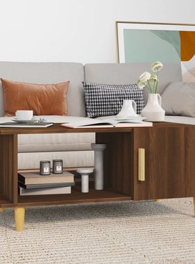 VidaXL Salontafel 90x50x40 cm bewerkt hout bruineikenkleurig