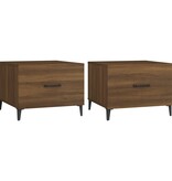 VidaXL Salontafels 2 st met metalen poten 50x50x40 cm bruineikenkleur