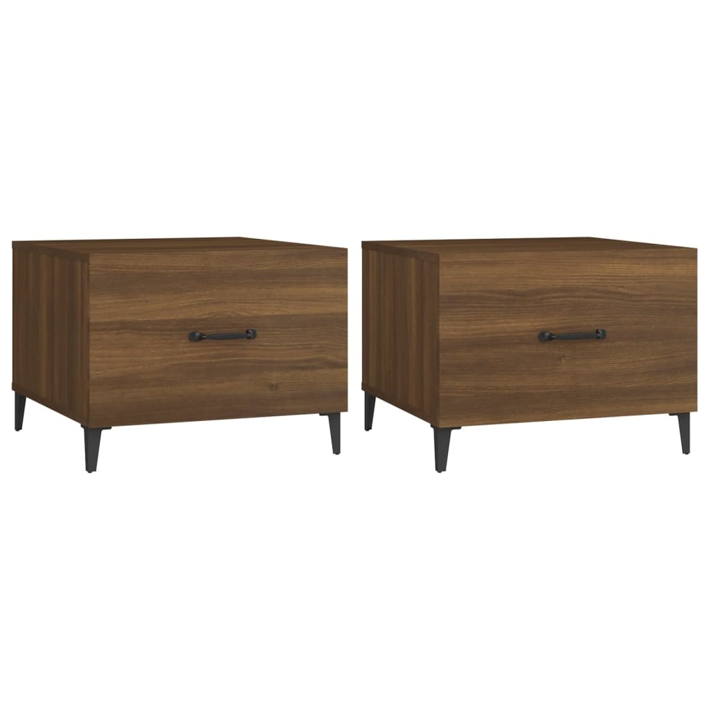 VidaXL Salontafels 2 st met metalen poten 50x50x40 cm bruineikenkleur