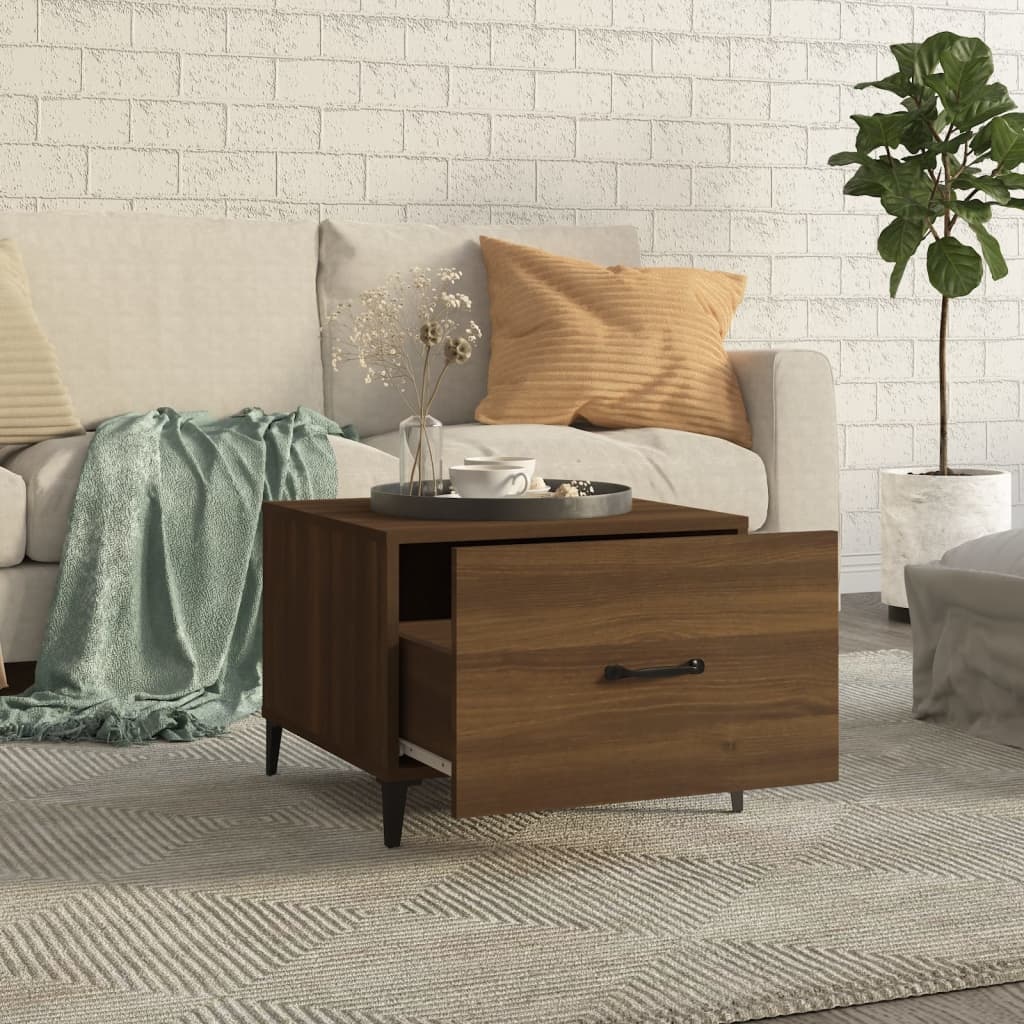 VidaXL Salontafels 2 st met metalen poten 50x50x40 cm bruineikenkleur