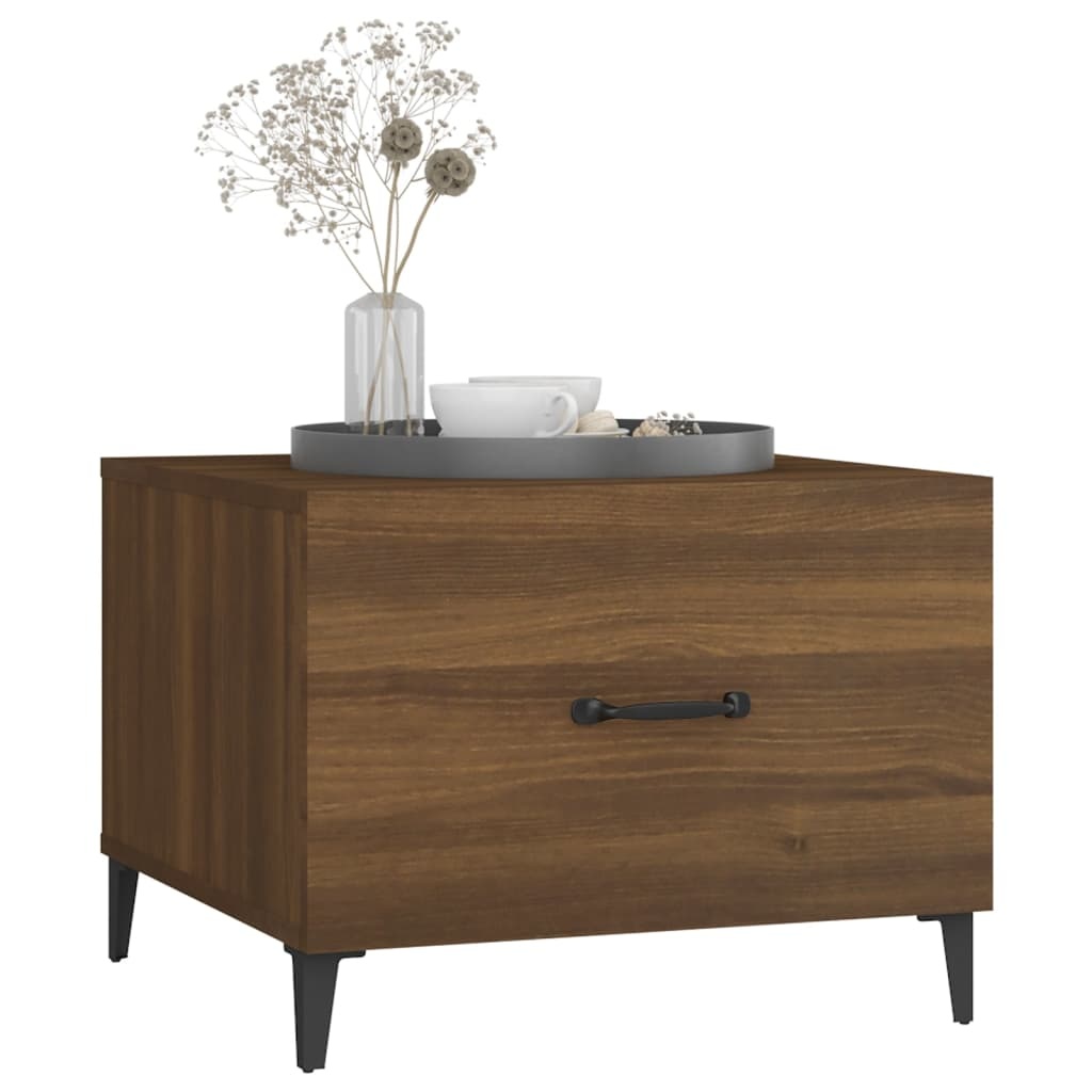 VidaXL Salontafels 2 st met metalen poten 50x50x40 cm bruineikenkleur
