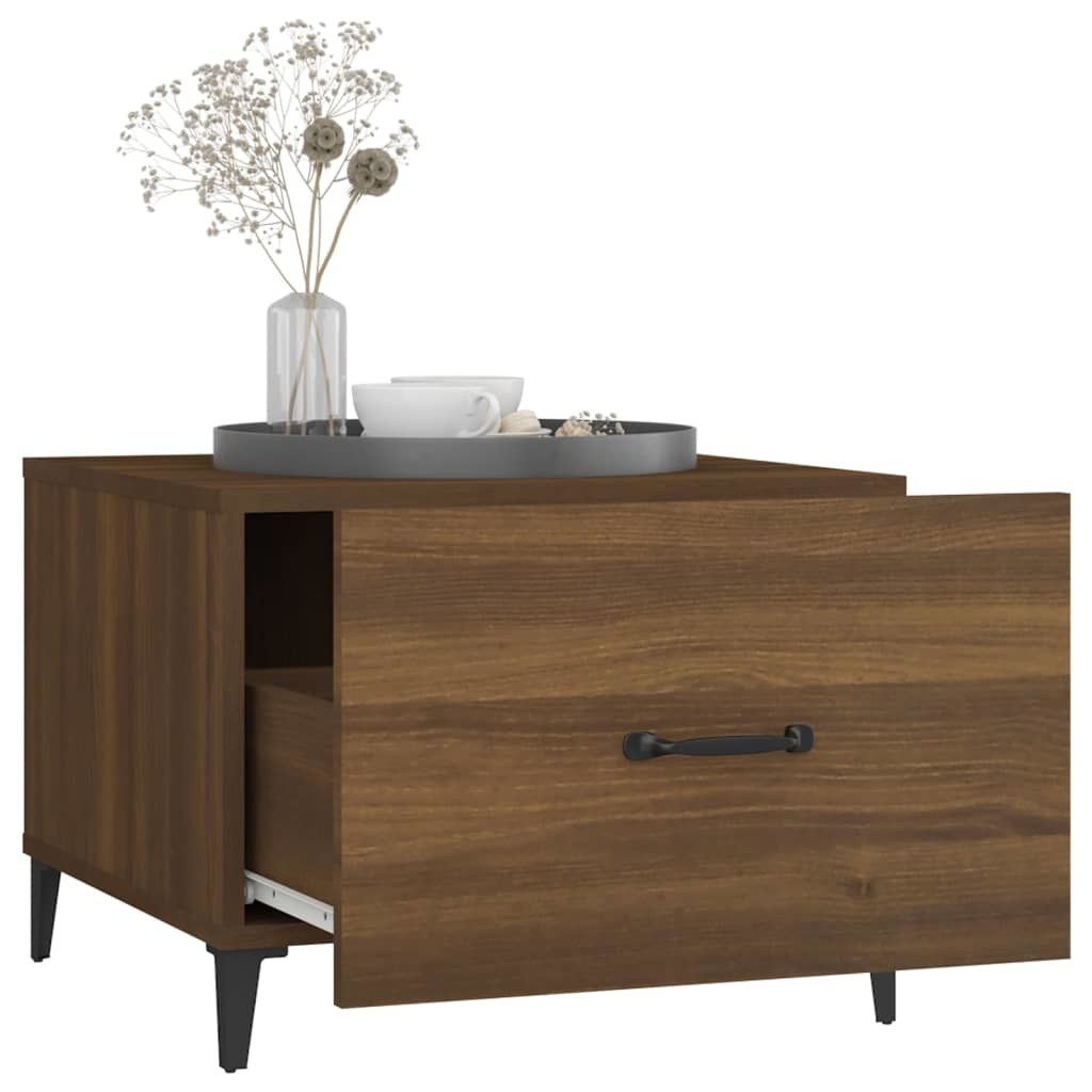 VidaXL Salontafels 2 st met metalen poten 50x50x40 cm bruineikenkleur