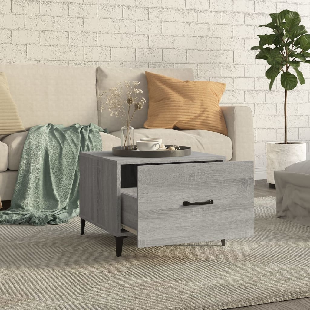VidaXL Salontafels 2 st met metalen poten 50x50x40 cm grijs sonoma