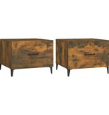 VidaXL Salontafels 2 st met metalen poten 50x50x40 cm gerookt eiken