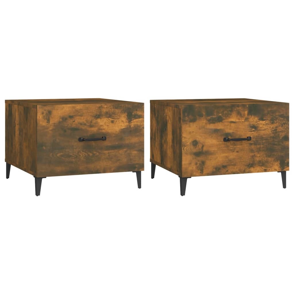 VidaXL Salontafels 2 st met metalen poten 50x50x40 cm gerookt eiken