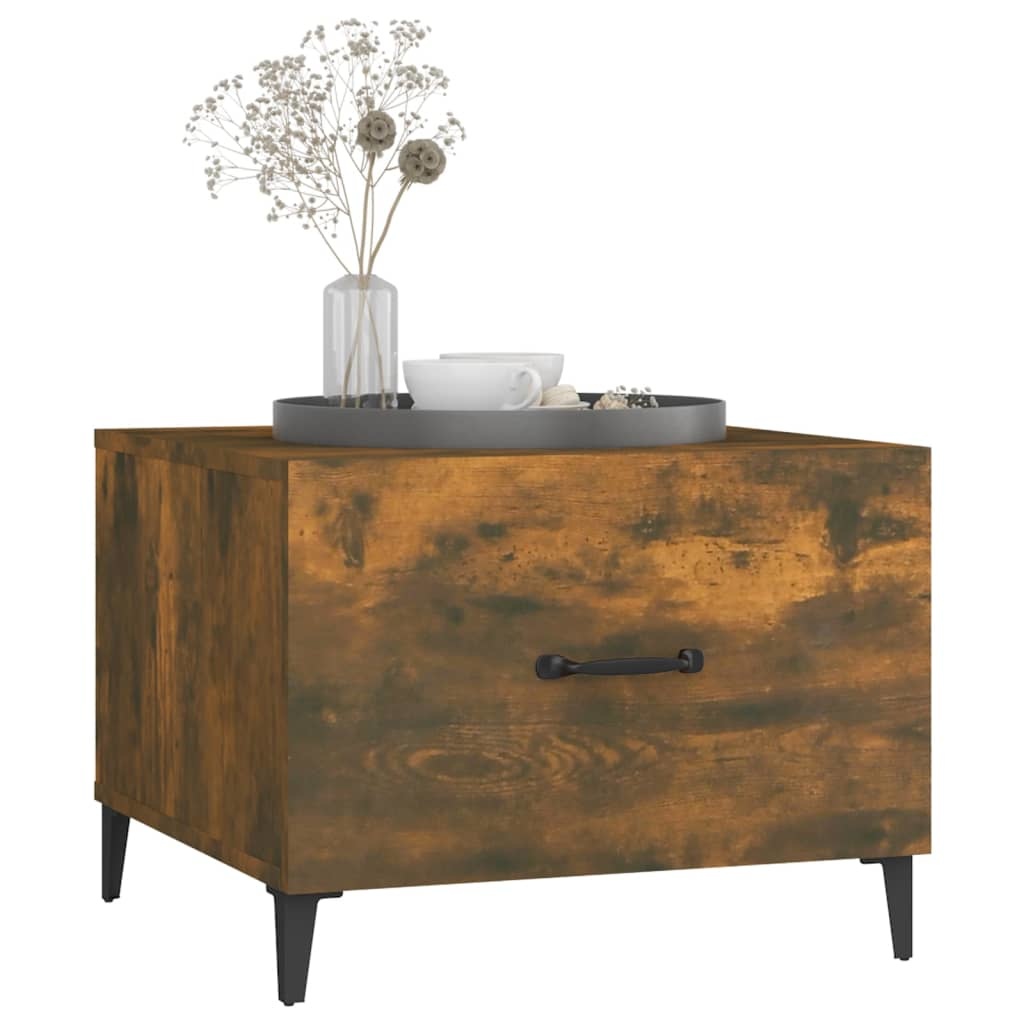 VidaXL Salontafel met metalen poten 50x50x40 cm gerookt eikenkleurig