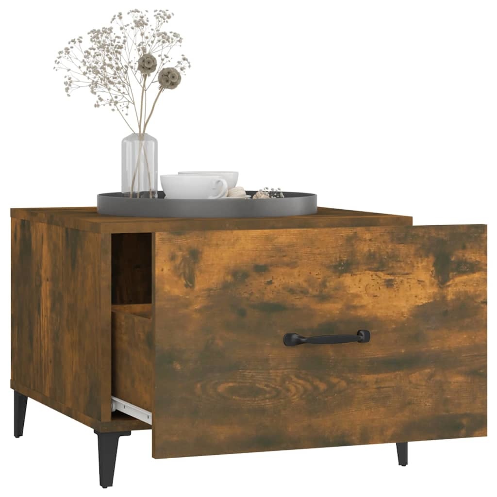 VidaXL Salontafel met metalen poten 50x50x40 cm gerookt eikenkleurig