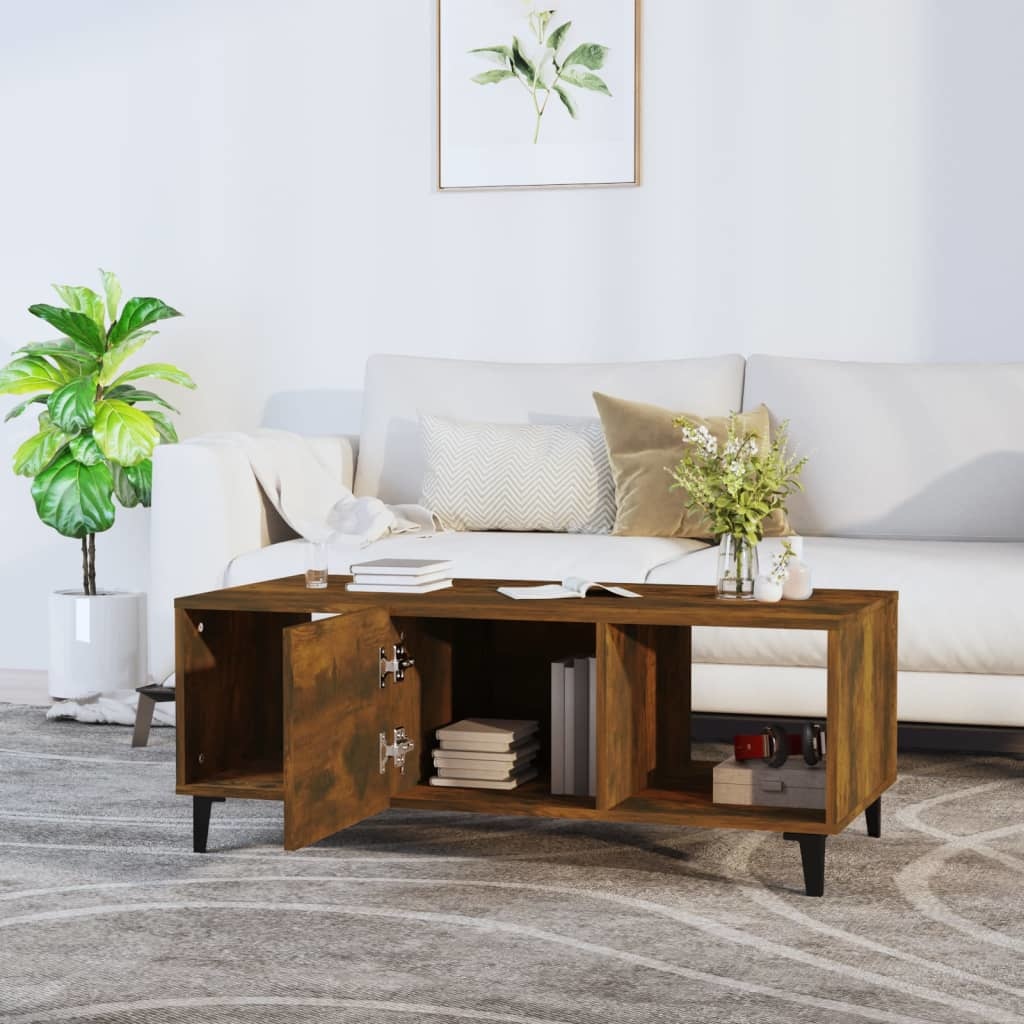 VidaXL Salontafel 102x50x40 cm bewerkt hout gerookt eikenkleurig