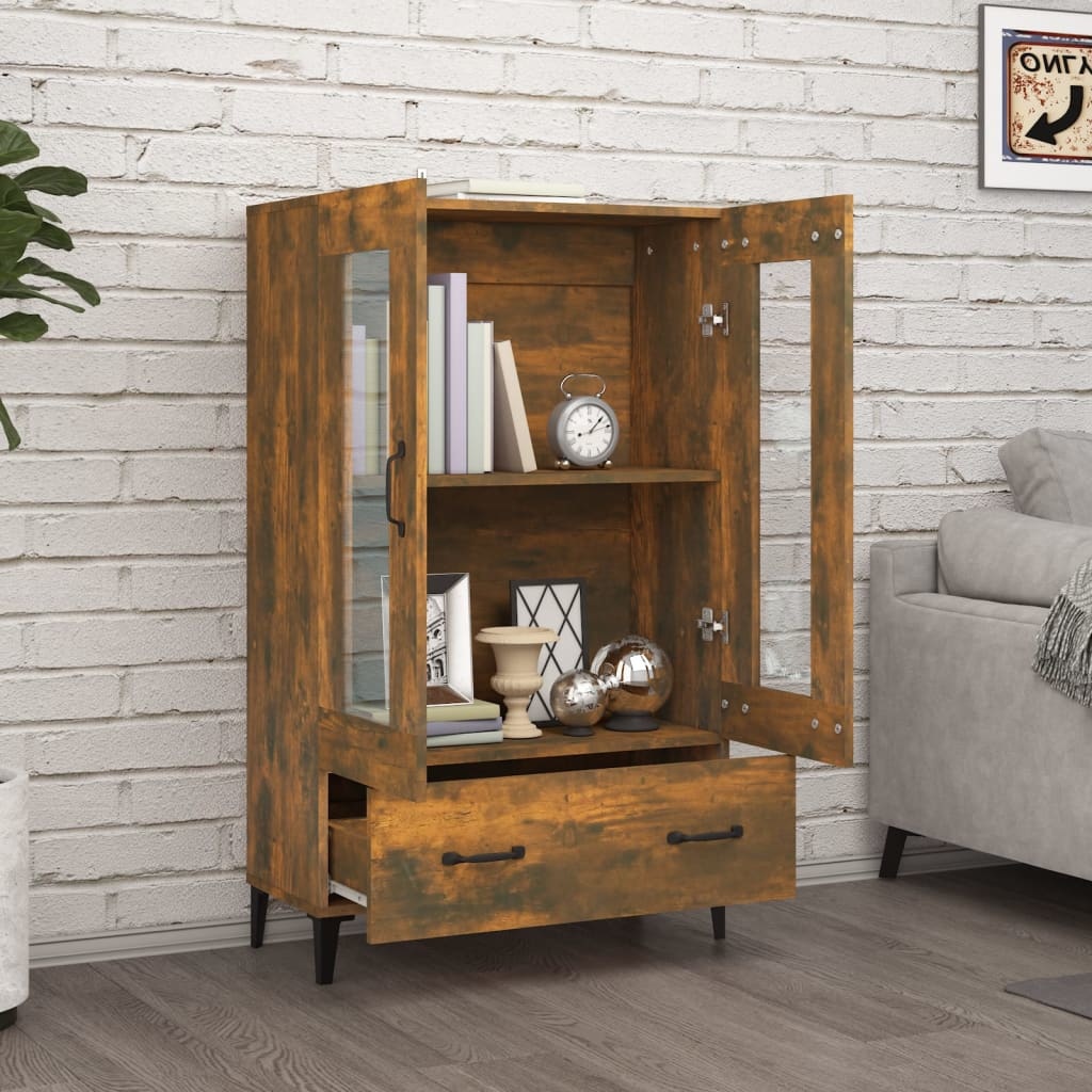 VidaXL Hoge kast 70x31x115 cm bewerkt hout gerookt eikenkleurig