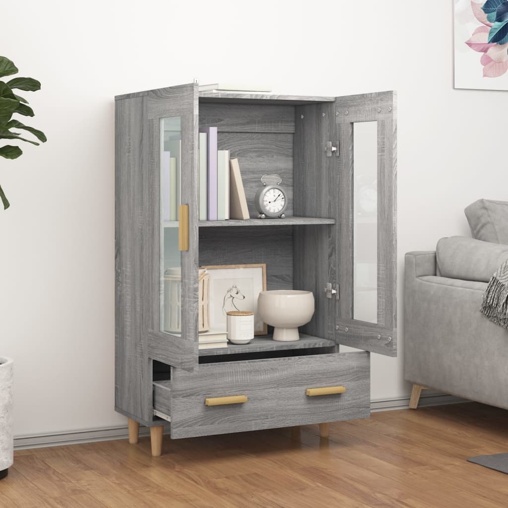 VidaXL Hoge kast 70x31x115 cm bewerkt hout grijs sonoma eikenkleurig