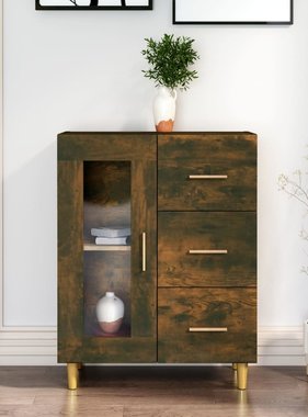 VidaXL Dressoir 69,5x34x90 cm bewerkt hout gerookt eikenkleurig