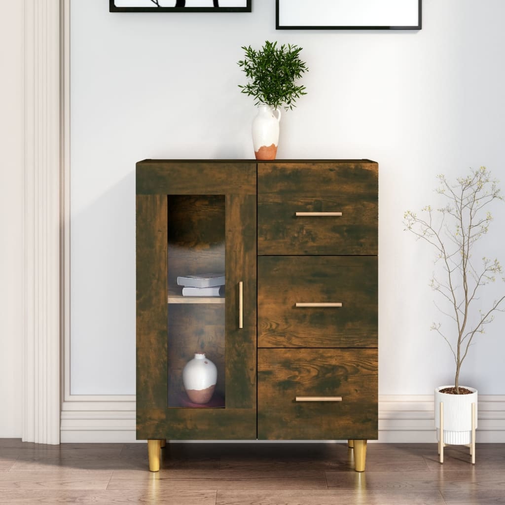 VidaXL Dressoir 69,5x34x90 cm bewerkt hout gerookt eikenkleurig
