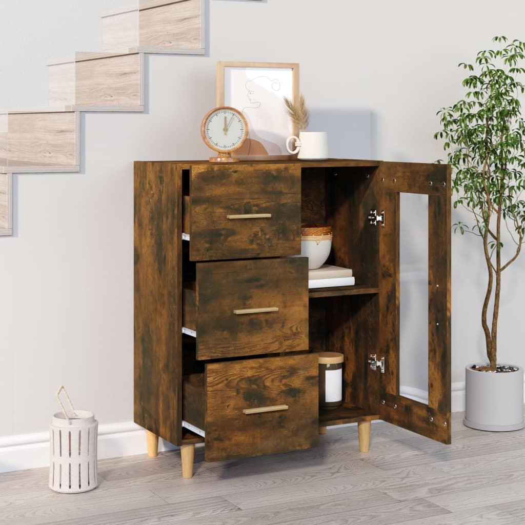 VidaXL Dressoir 69,5x34x90 cm bewerkt hout gerookt eikenkleurig