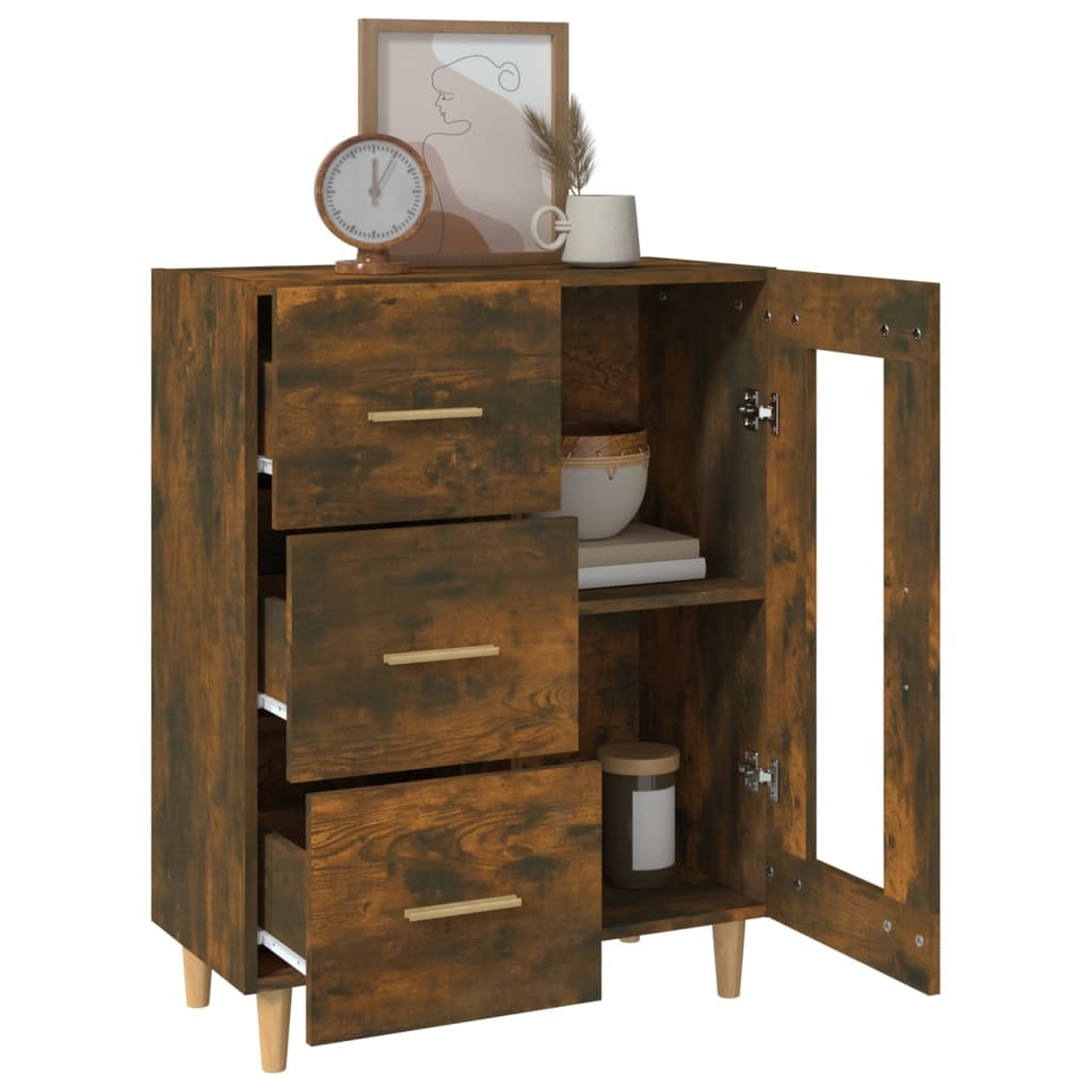 VidaXL Dressoir 69,5x34x90 cm bewerkt hout gerookt eikenkleurig